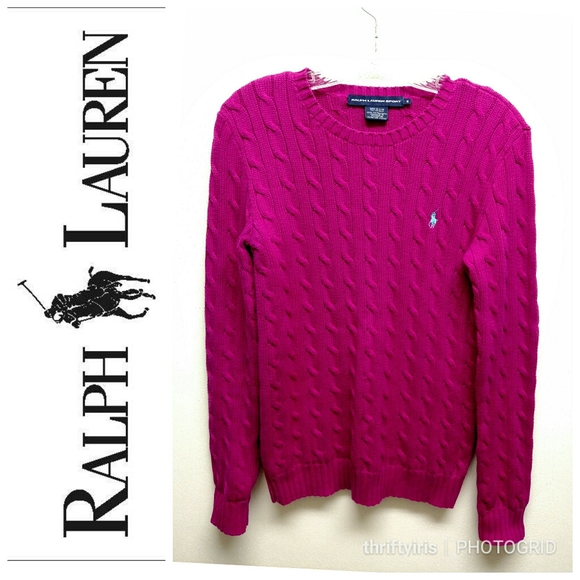 Ralph Lauren Sport-Raspberry Cable Knit Sweater-M